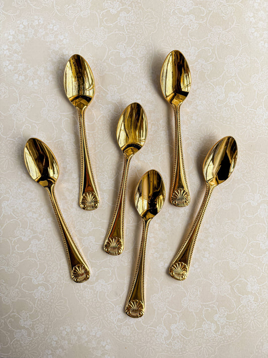 Eetrite Set of 6 Gold-Plated Teaspoons | 'Shelley' Design - SOSC Home