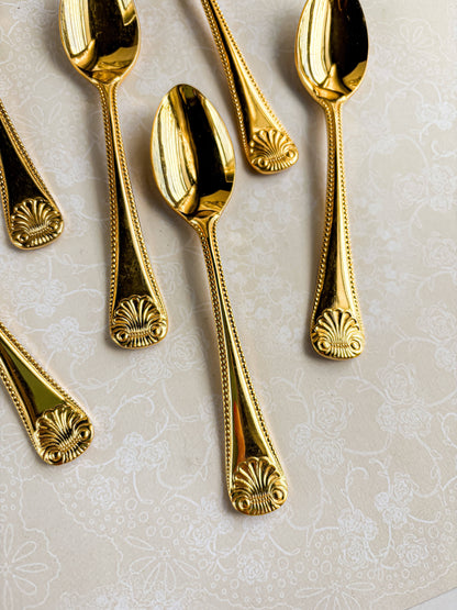 Eetrite Set of 6 Gold-Plated Teaspoons | 'Shelley' Design - SOSC Home