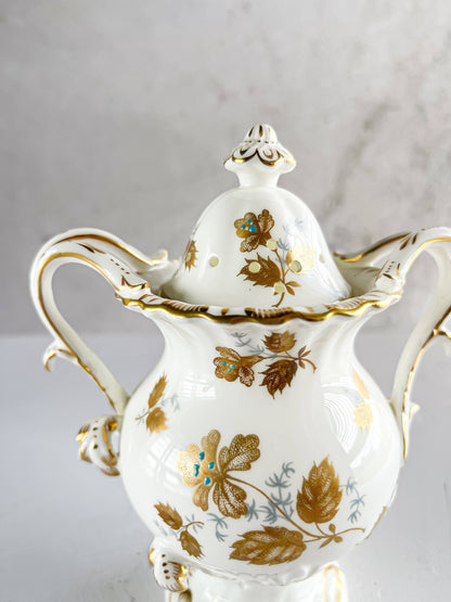 Elegant Coalport Porcelain Potpourri Jar & Lid with Gold Accents - SOSC Home