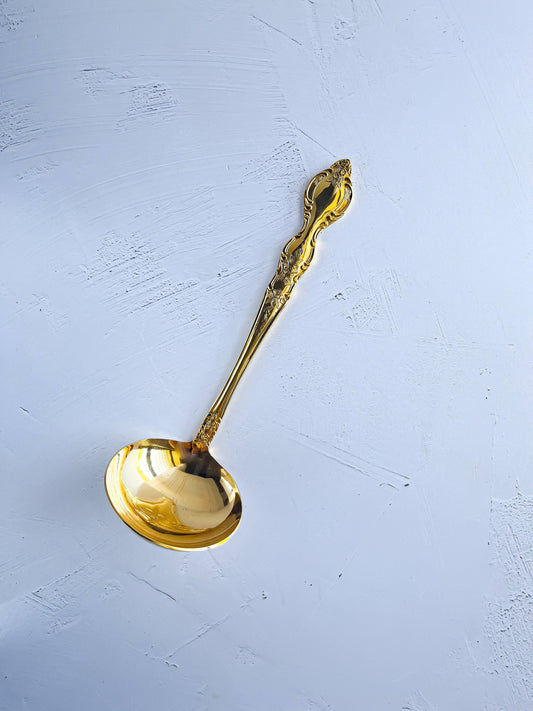 Elegant Gold-Plated Vintage Soup Ladle - Baroque-Inspired - SOSC Home