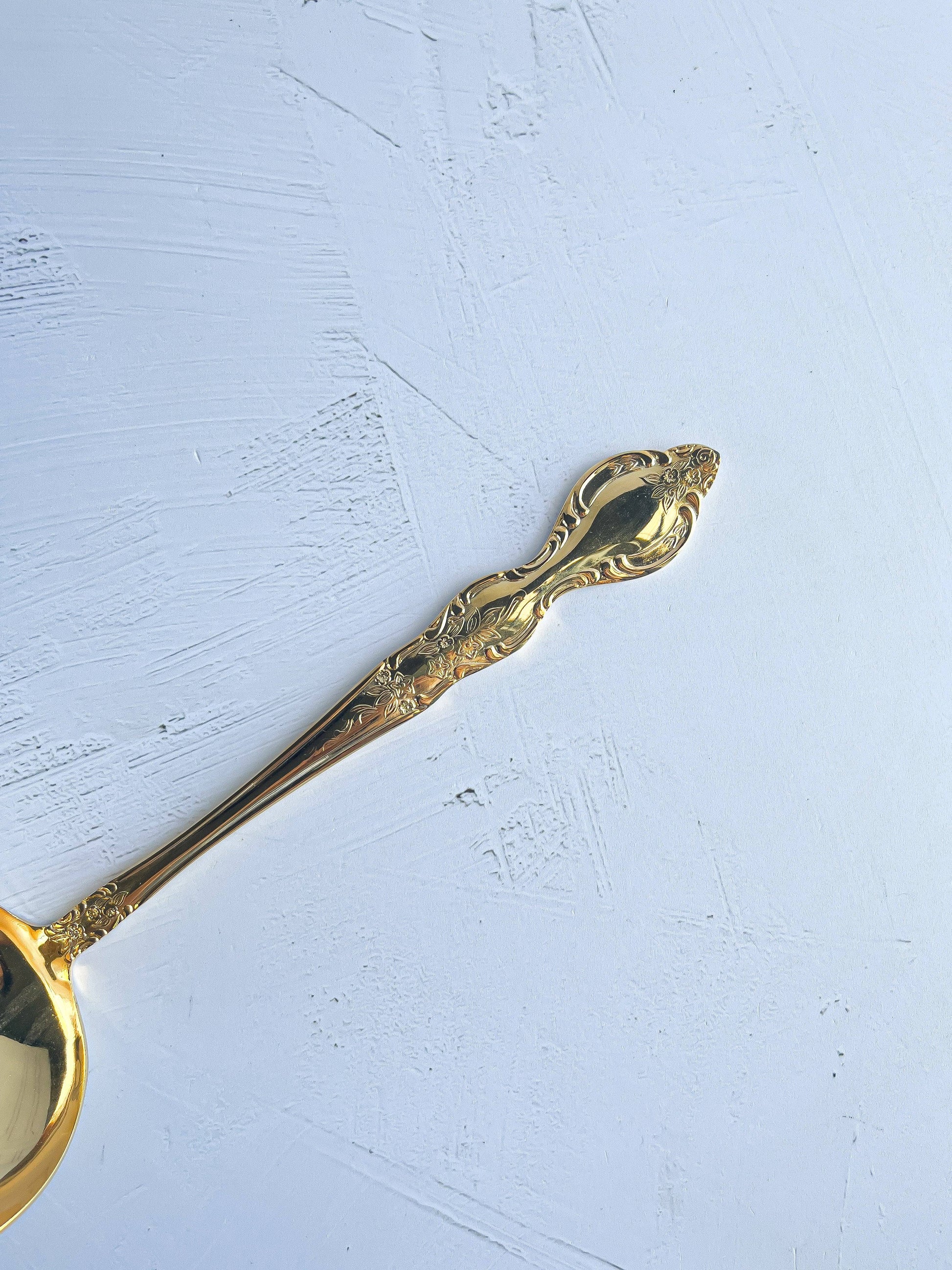 Elegant Gold-Plated Vintage Soup Ladle - Baroque-Inspired - SOSC Home