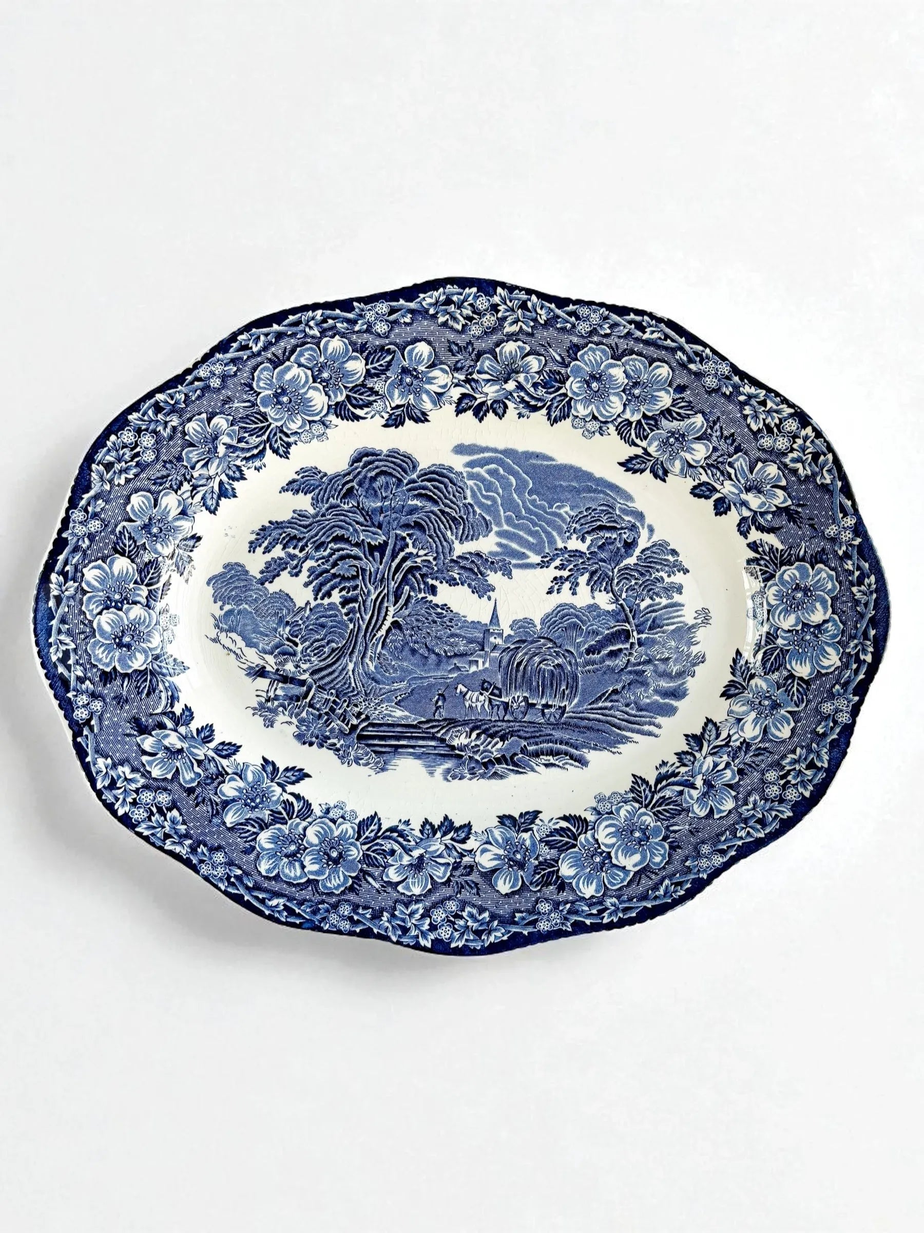 Enoch Wedgwood Medium Platter | 'Woodland' Blue Collection - SOSC Home