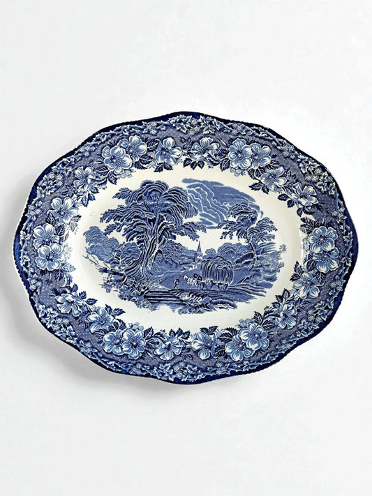Enoch Wedgwood Medium Platter | 'Woodland' Blue Collection - SOSC Home