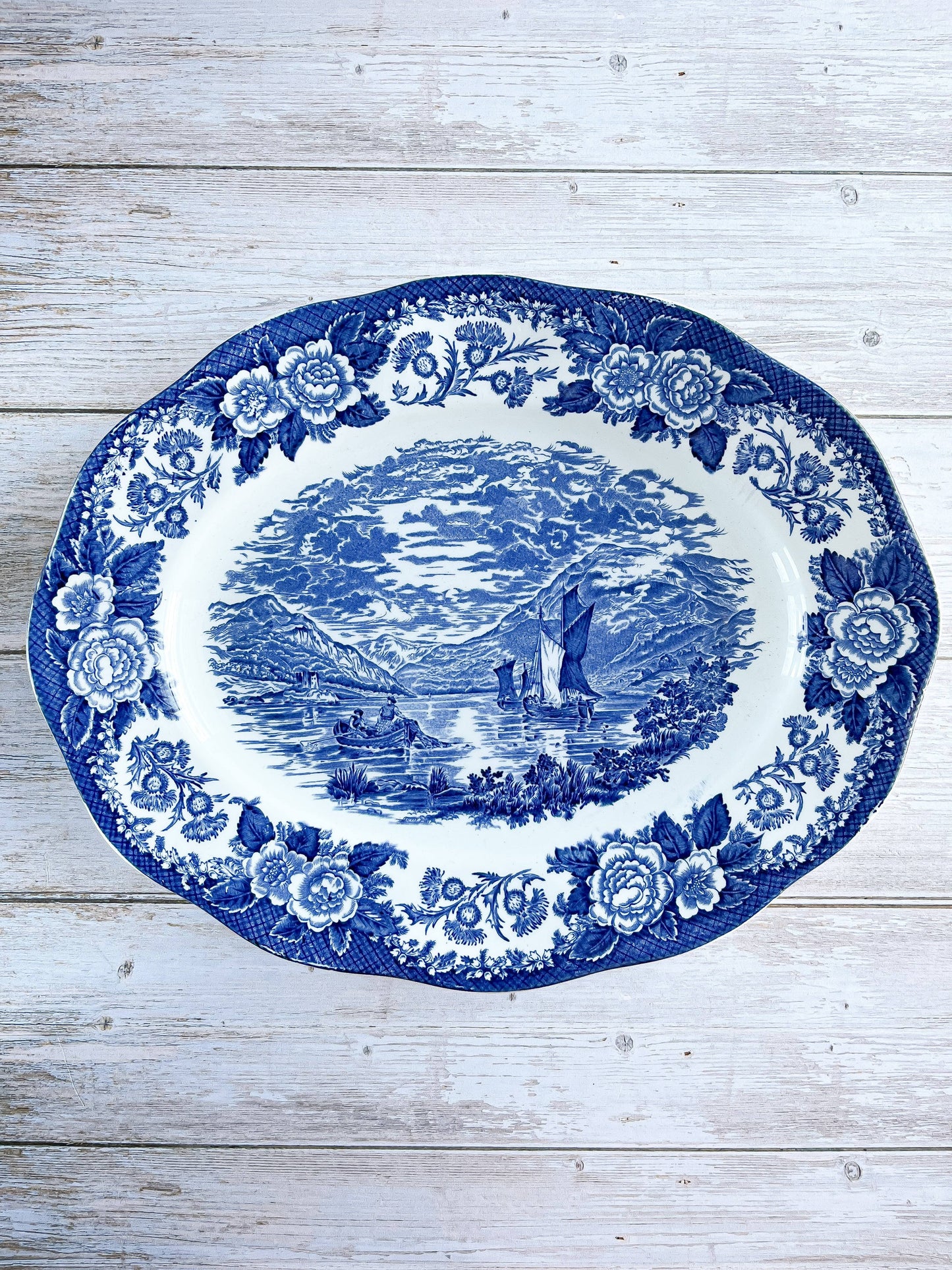 Enoch Wedgwood (Tunstall) Ltd. Large Oval Serving Platter - ‘Lochs of Scotland’ Collection - SOSC Home