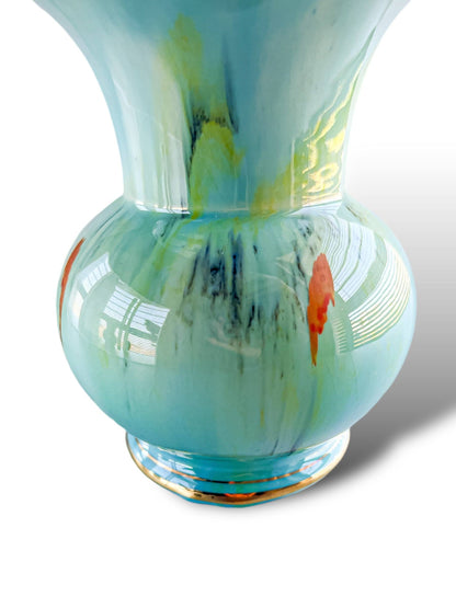 German Vase with Light Turquoise Glaze and Gold Rim - 203/74 - SOSC Home