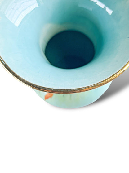 German Vase with Light Turquoise Glaze and Gold Rim - 203/74 - SOSC Home