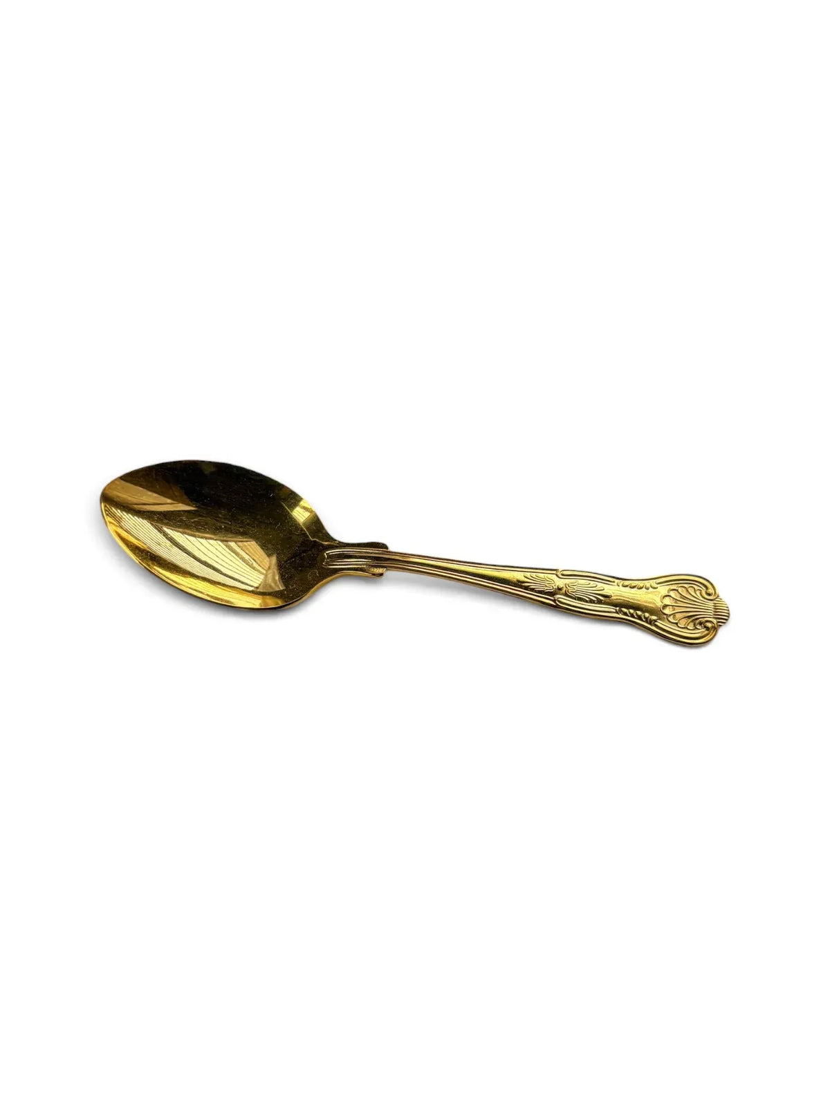 Vintage 24-carat gold-plated teaspoon with shell-end handle