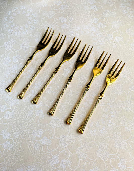Greensons Set of 6 Boxed Gold-Plated Cake Forks |'Dynasty' Pattern - SOSC Home