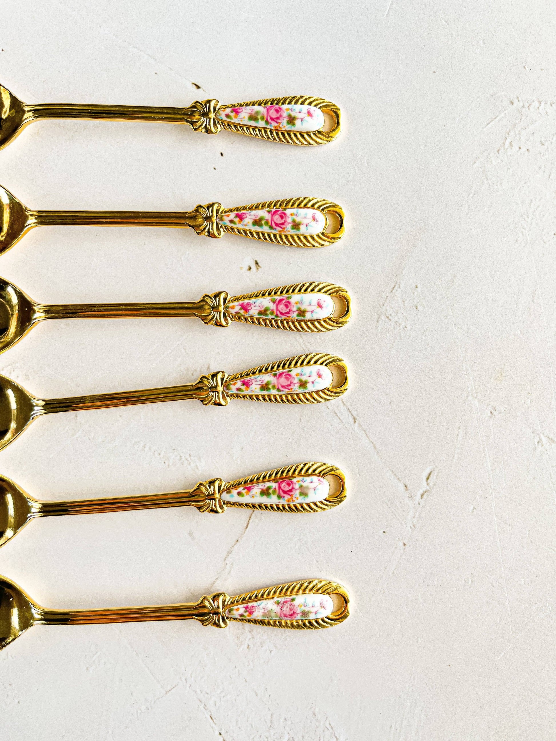 Greensons Set of 6 Boxed Gold-Plated Teaspoons - ‘Bon Chic’ Collection - SOSC Home