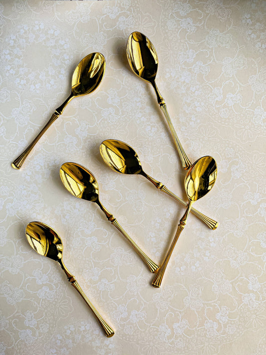 Greensons Set of 6 Boxed Gold-Plated Teaspoons | 'Dynasty' Pattern - SOSC Home