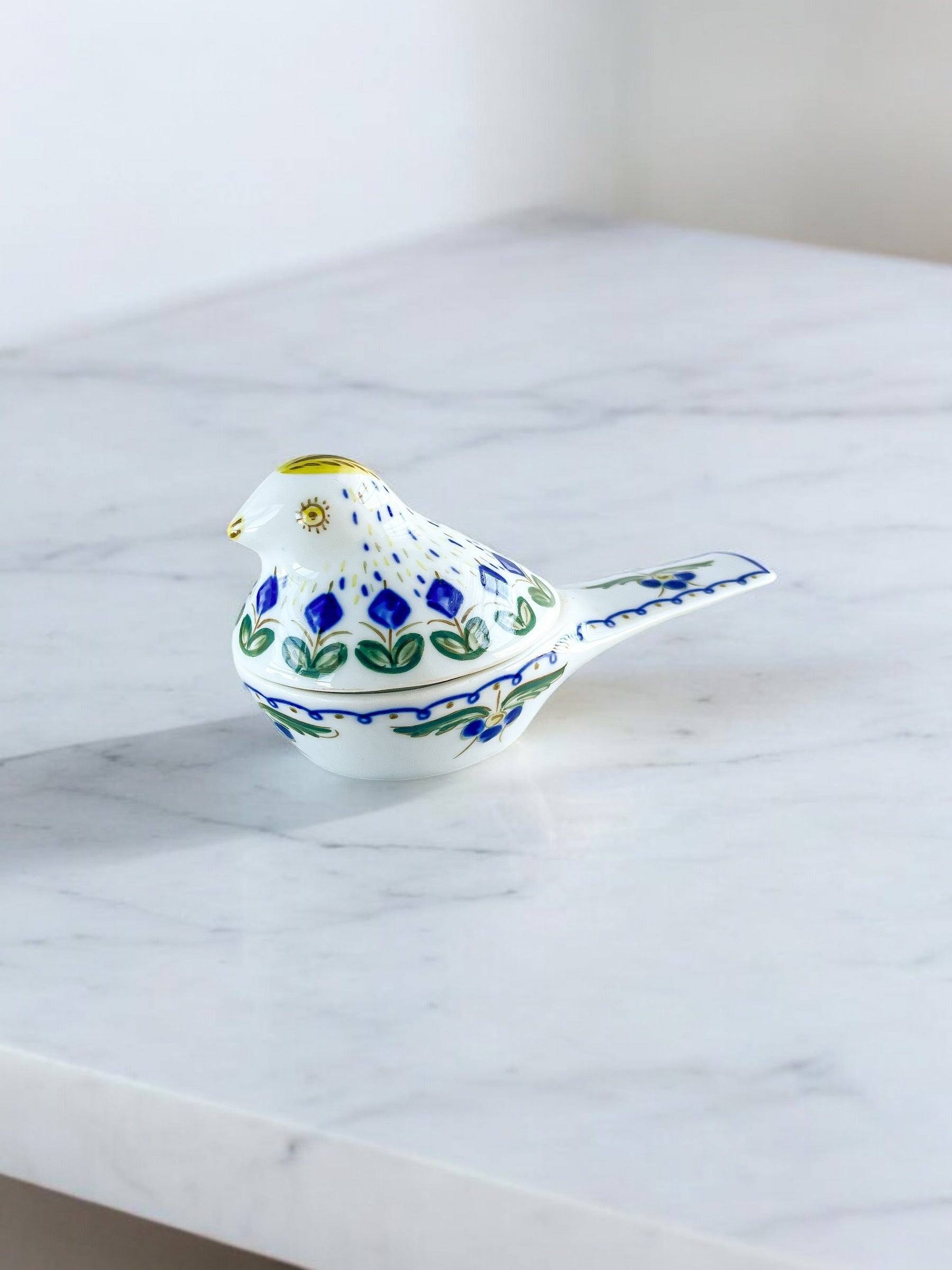 Hand-Crafted Viana Bird Salt Cellar with Floral Motifs - SOSC Home