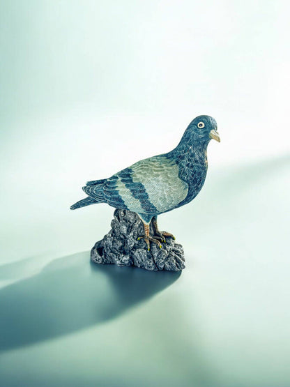 Hand-Painted Wooden Bird Figurine on Rocky Base - SOSC Home