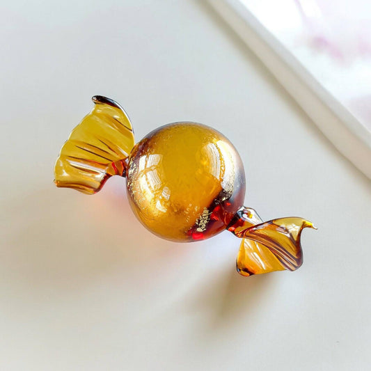 Handblown Glass Candy - Amber with Gold Flakes - SOSC Home