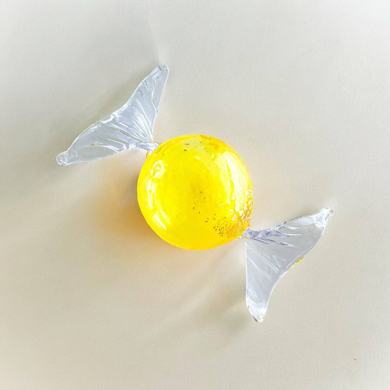 Handblown Glass Candy - Yellow with Gold Flakes - SOSC Home