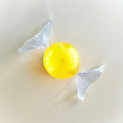 Handblown Glass Candy - Yellow with Gold Flakes - SOSC Home