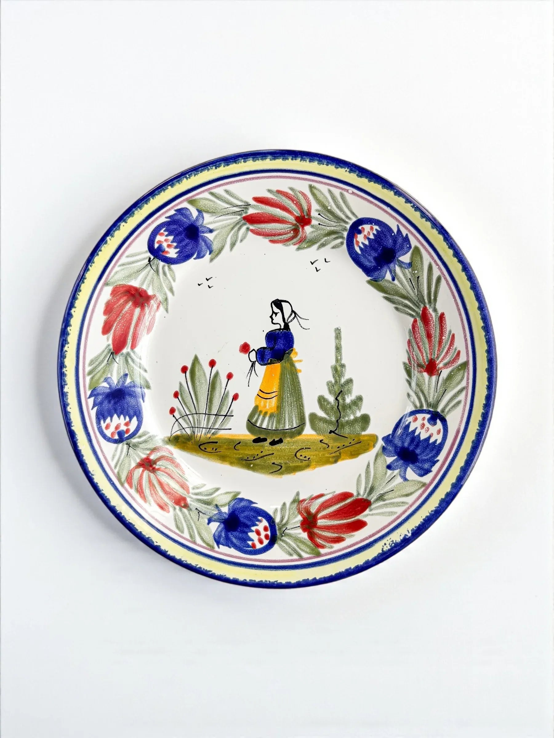 HB Quimper ‘Tradition Bretonne’ Bread & Butter Plate | Femme au Bouquet Design - SOSC Home