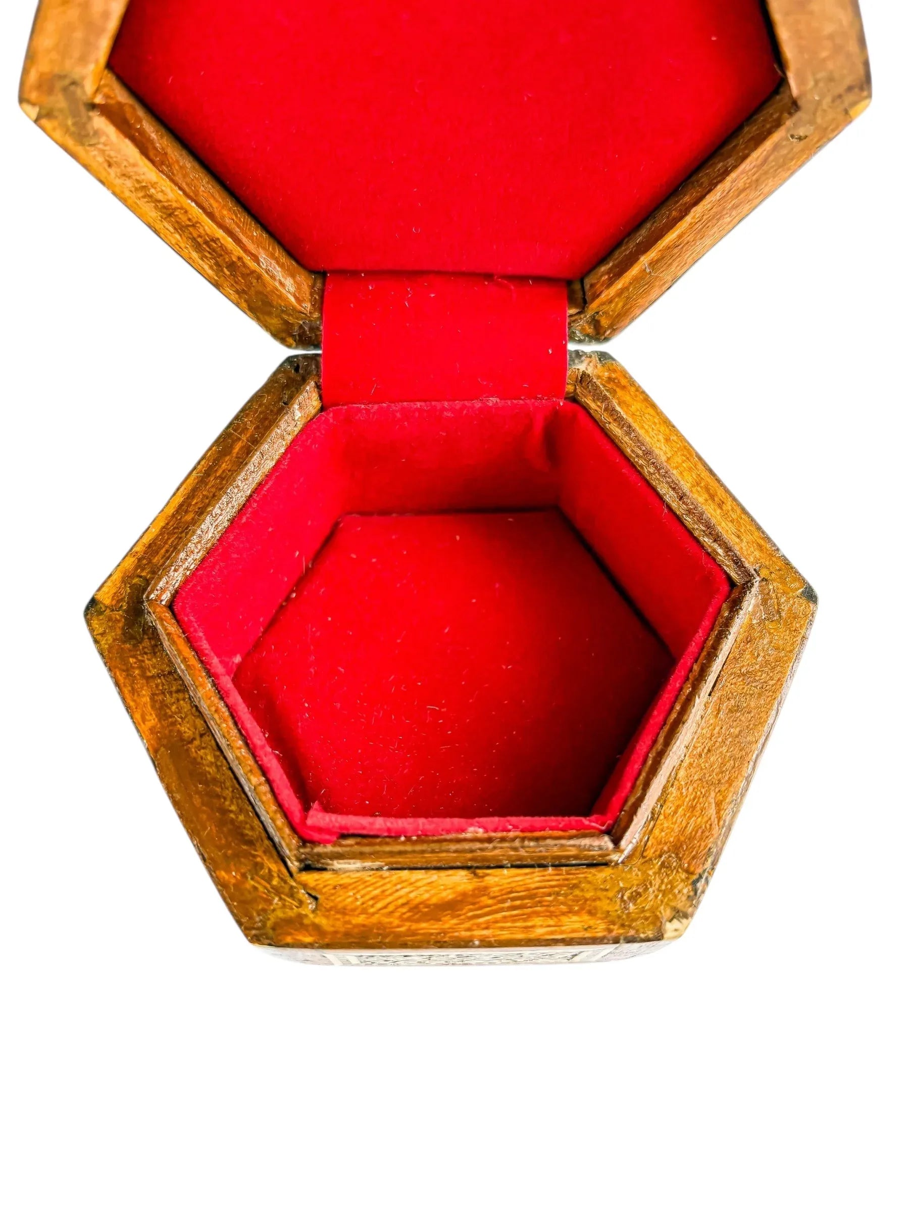 Hexagonal Marquetry Inlaid Wooden Box | Mother-of-Pearl and Bone Inlay - SOSC Home