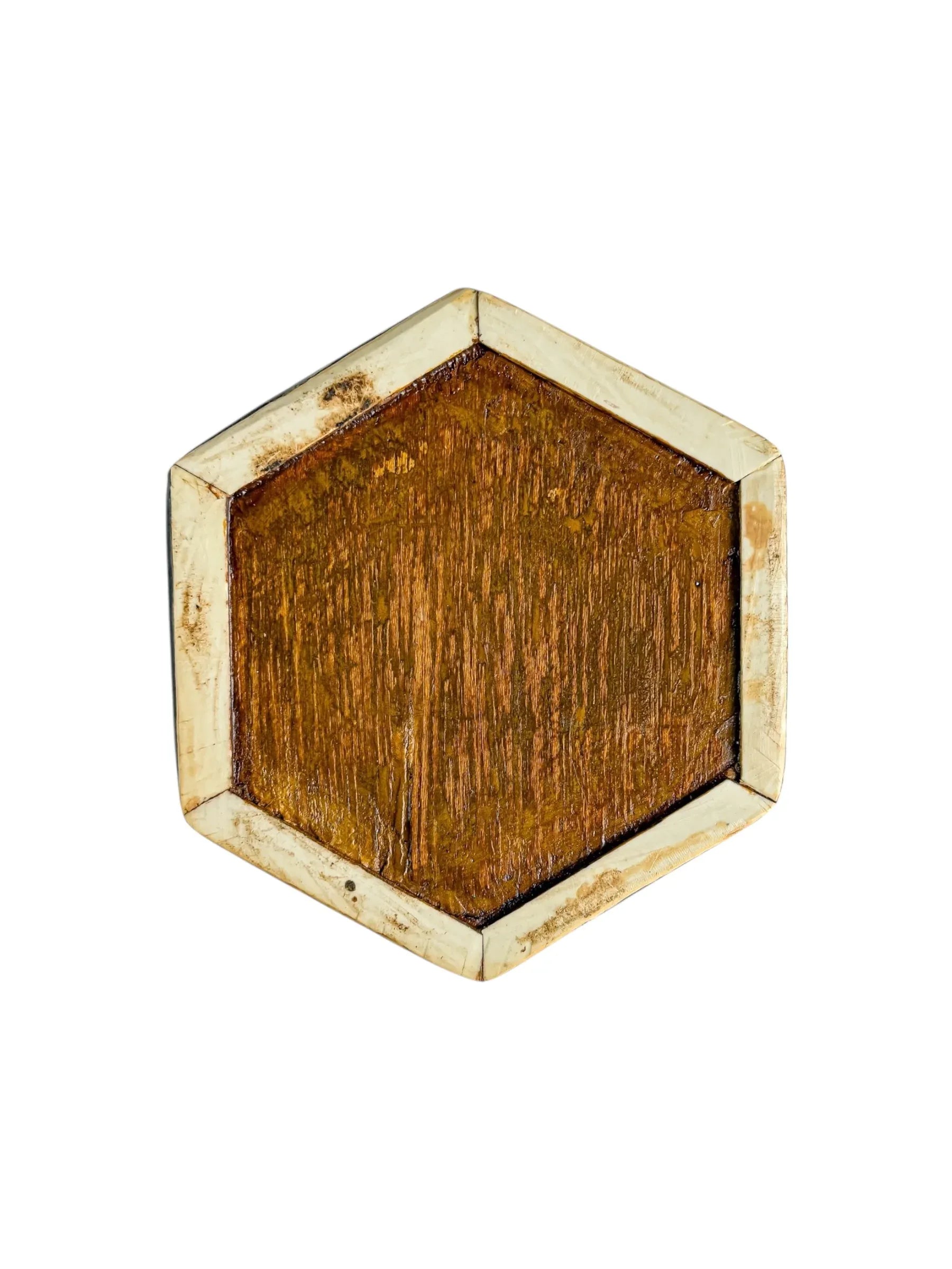Hexagonal Marquetry Inlaid Wooden Box | Mother-of-Pearl and Bone Inlay - SOSC Home