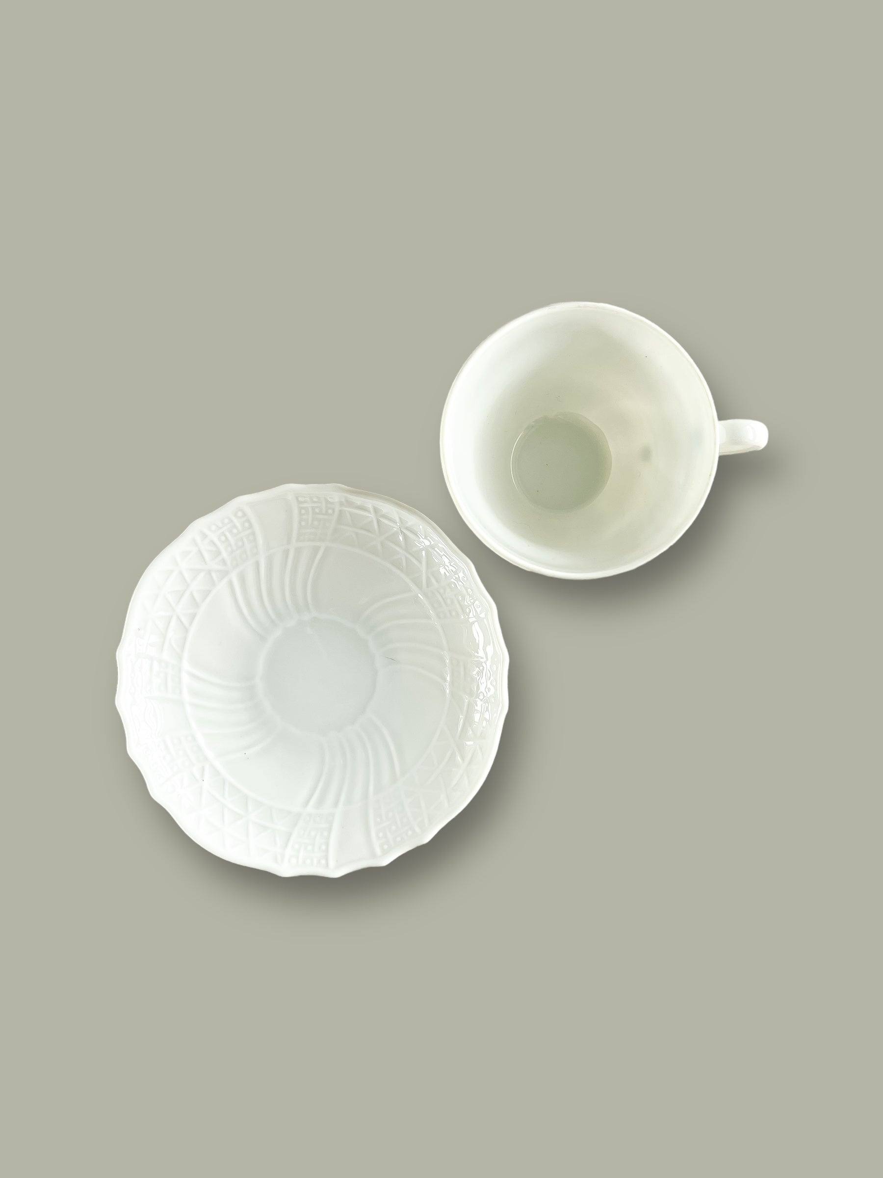 Hutschenreuther Flat Demitasse Cup and Saucer Set - ‘Dresden’ Collection in All White - SOSC Home