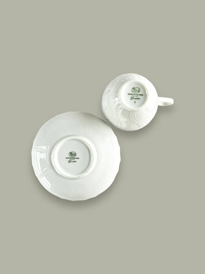 Hutschenreuther Flat Demitasse Cup and Saucer Set - ‘Dresden’ Collection in All White - SOSC Home