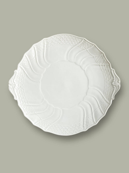 Hutschenreuther Handled Cake Plate - ‘Dresden’ Collection in All White - SOSC Home
