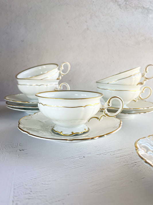 Hutschenreuther Set of 6 Footed Cups & Saucers - 'Brighton' Collection - SOSC Home