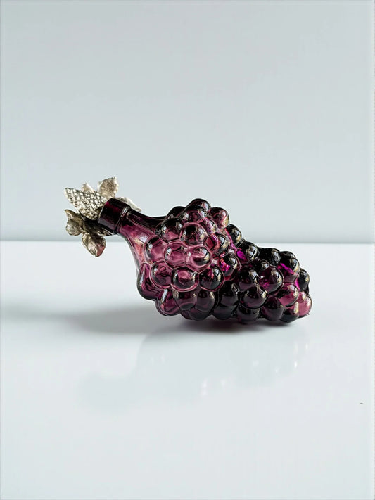 Italian Amethyst Glass Grape Bottle with Metal Stopper - SOSC Home