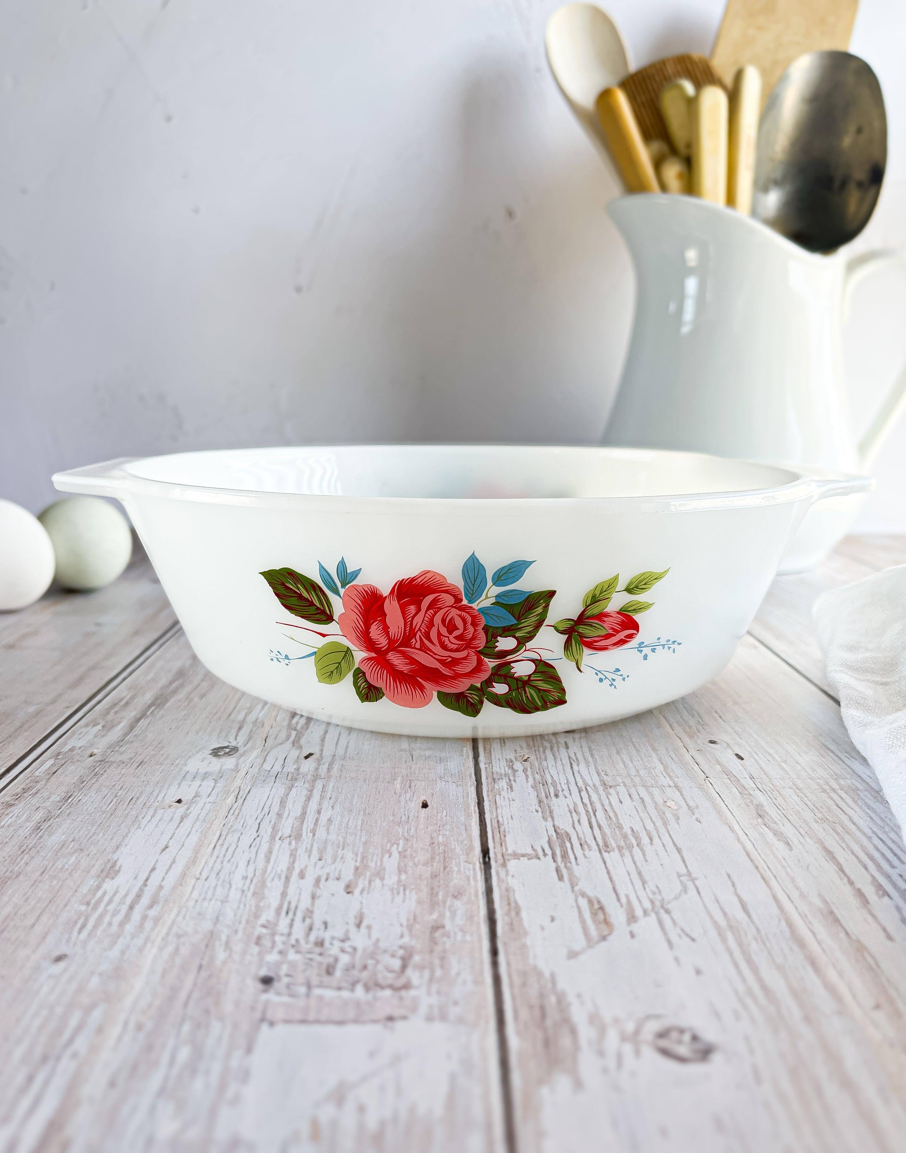 英国製 JAJ オールドパイレックス ミルクガラス コテージローズ24点