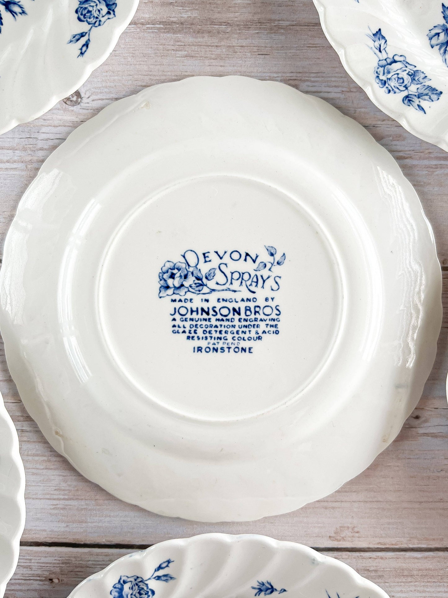 Johnson Bros Bread & Butter Plates Set of 6 - 'Devon Sprays' Collection (1974 - 1978) - SOSC Home