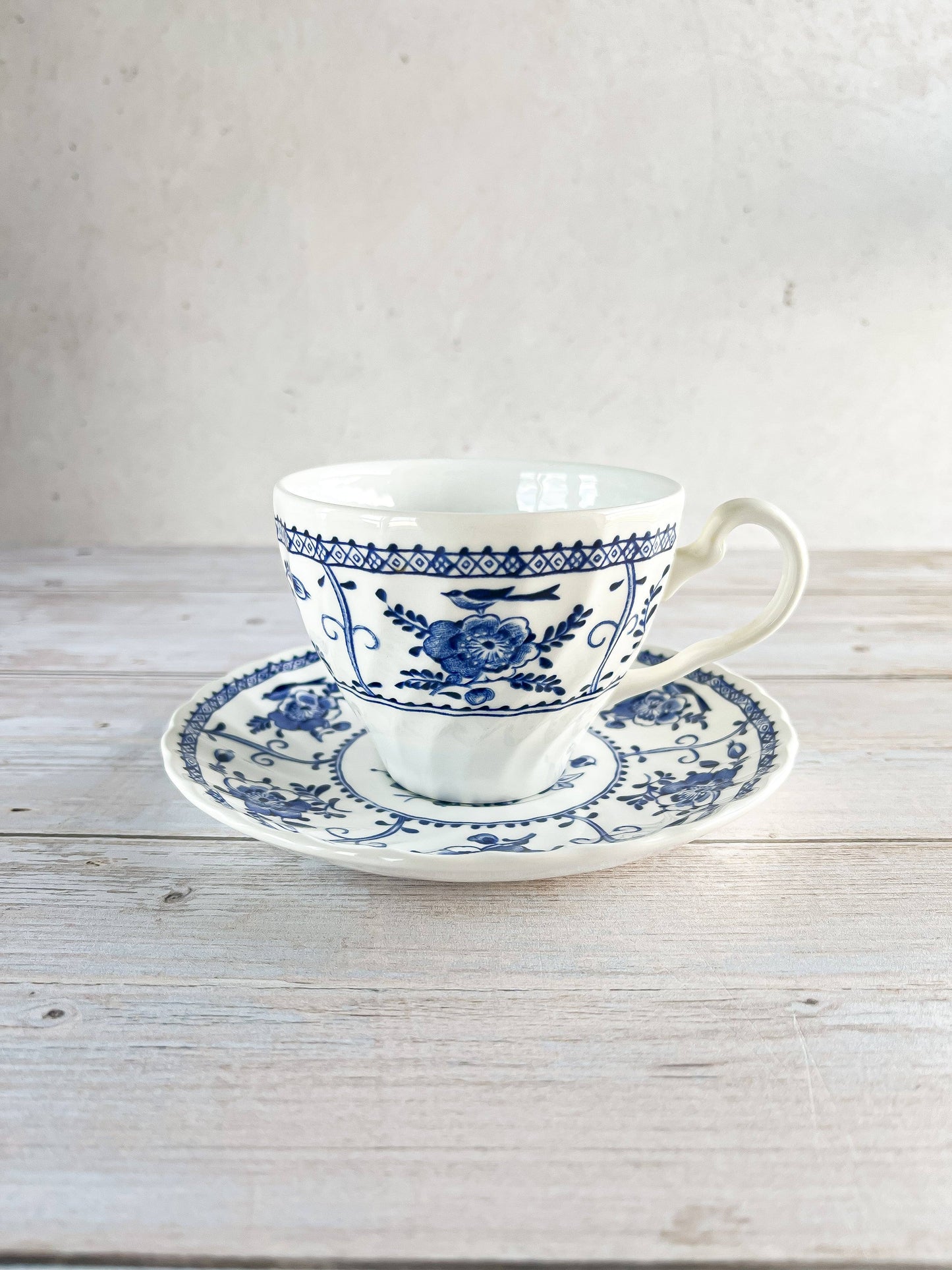 Johnson Bros 'Indies' in Blue Collection Flat Cup & Saucer Sets - Older and Modern Variants - SOSC Home