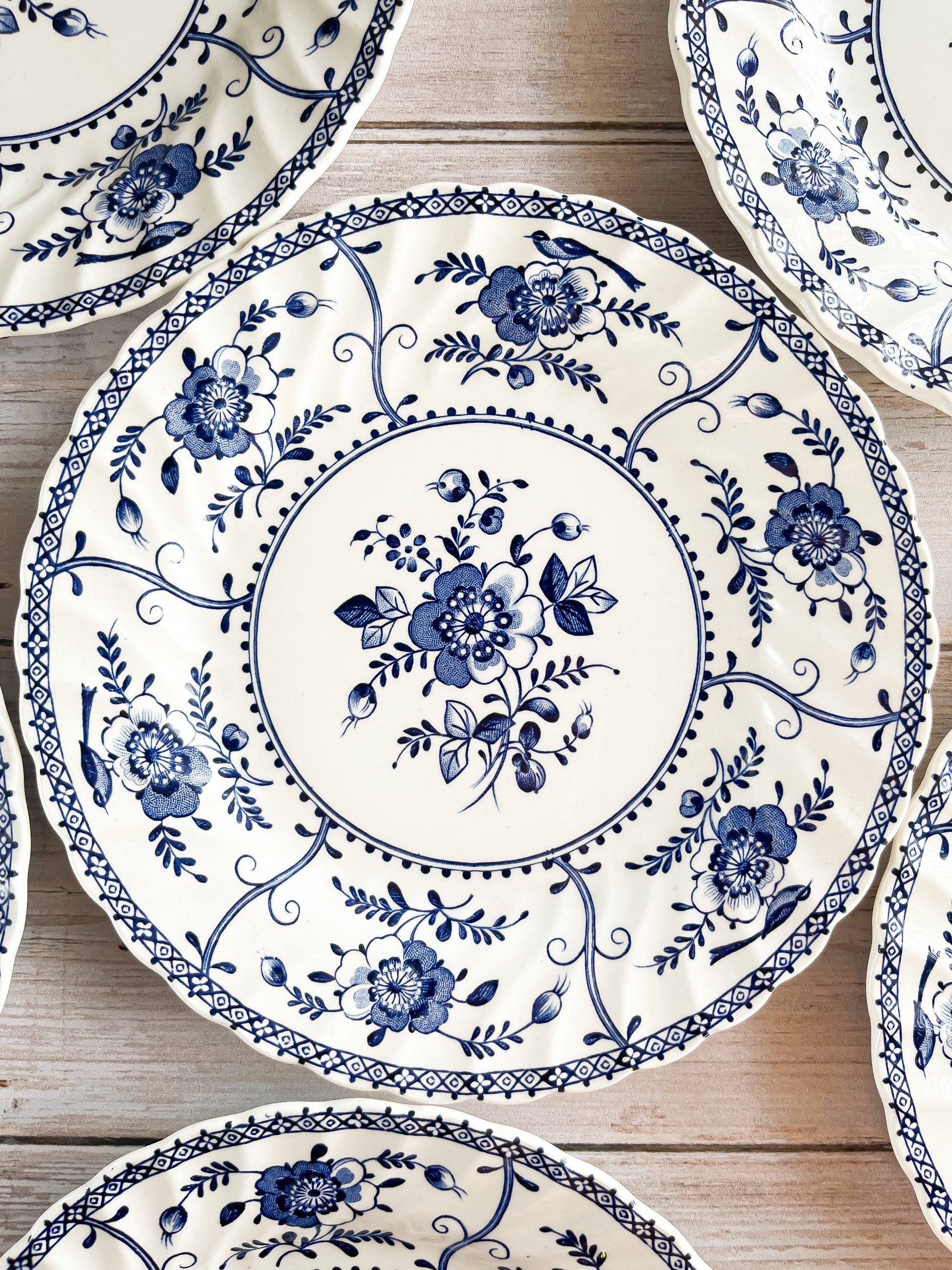Johnson Bros Set of 6 Bread & Butter Plates - 'Indies' in Blue Collection - SOSC Home