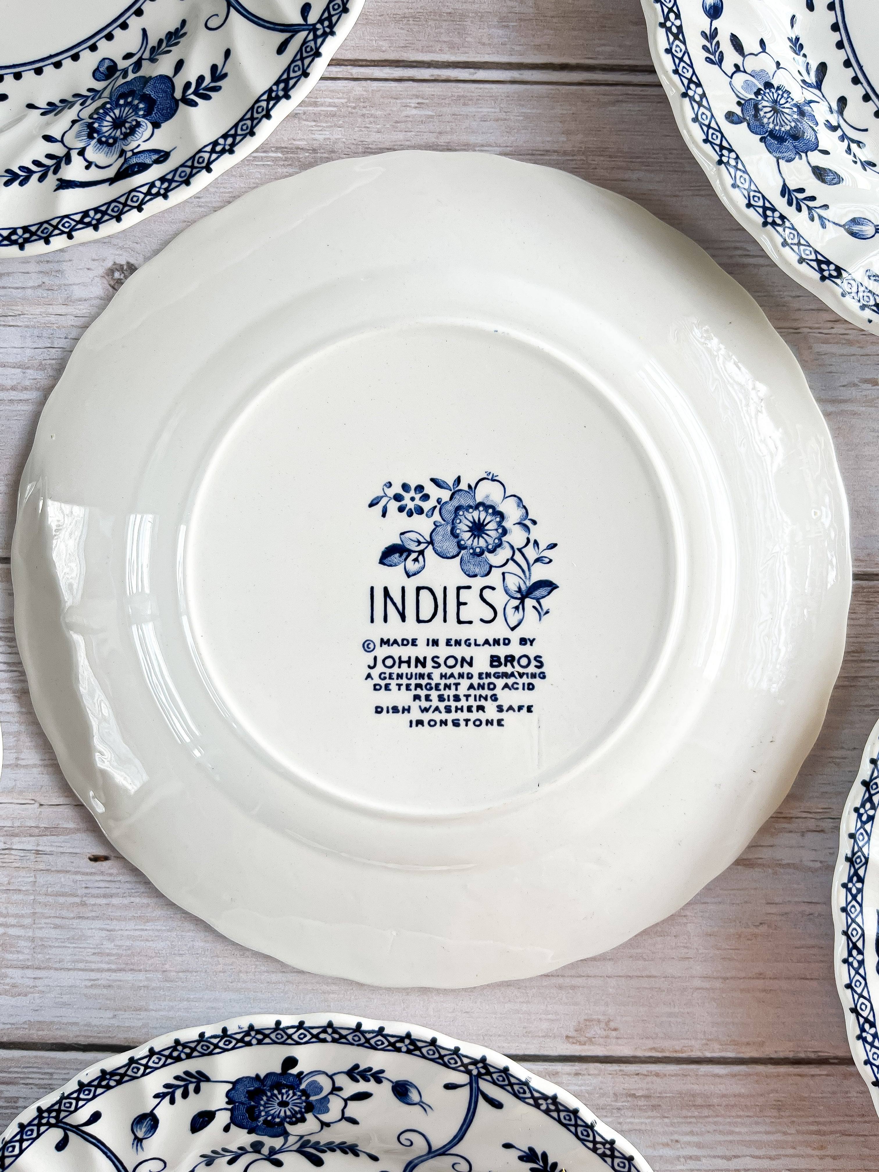 食器 Johnson bros 6plates 27cm. 6 plates Johnson Bros Set of 6 Bread & Butter Plates - 'Indies' in Blue