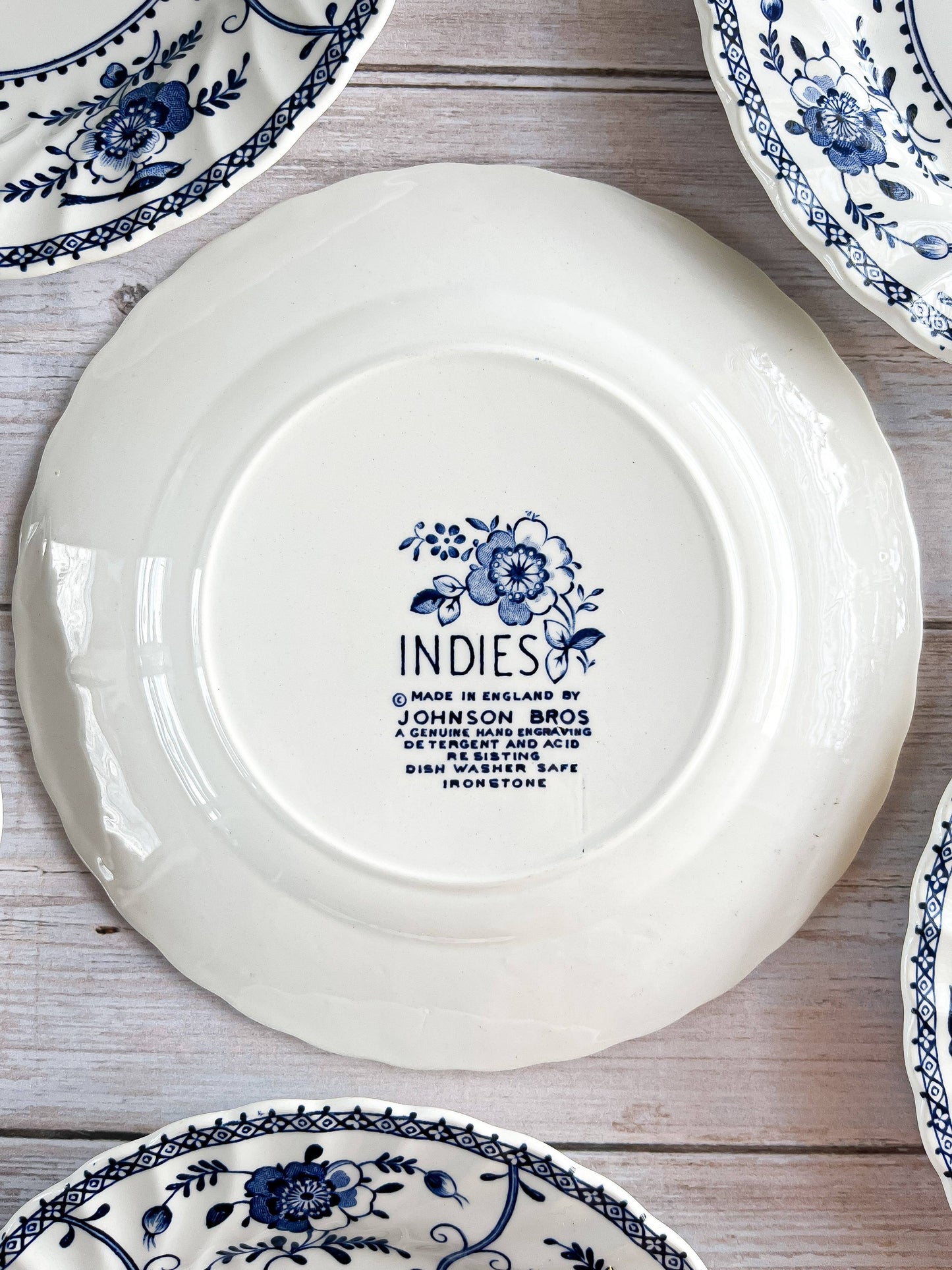 Johnson Bros Set of 6 Bread & Butter Plates - 'Indies' in Blue Collection - SOSC Home