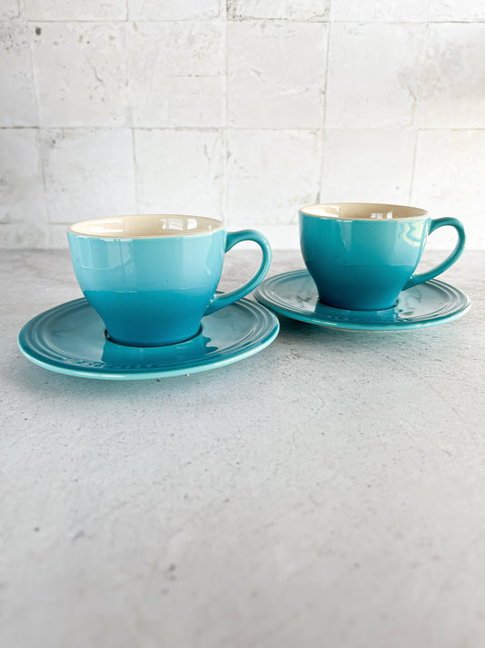 Le Creuset Set of 2 Cappuccino Duo - Caribbean Blue - SOSC Home