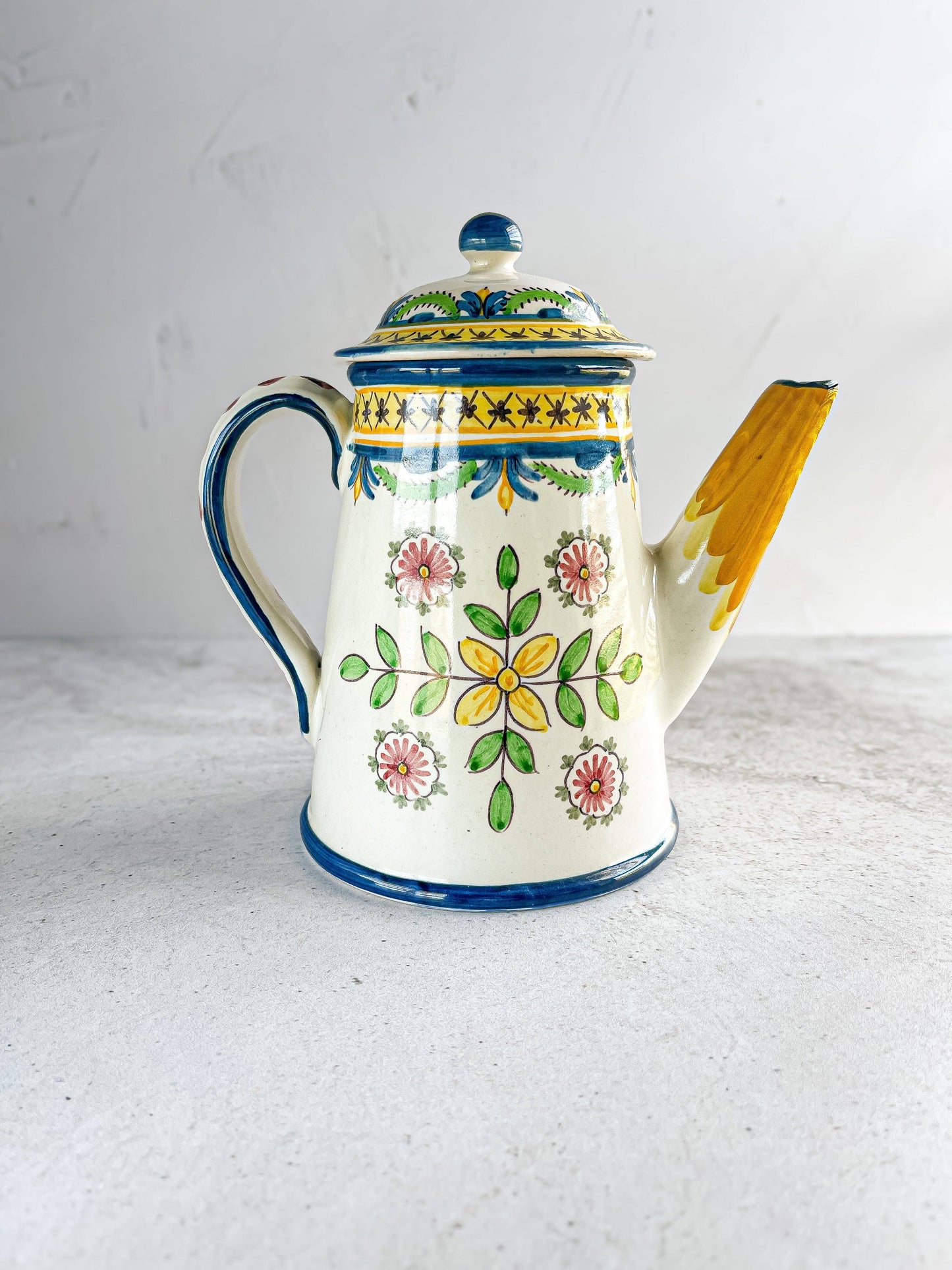 Mediterranean Hand-Painted Teapot - Floral and Geometric Motifs - SOSC Home