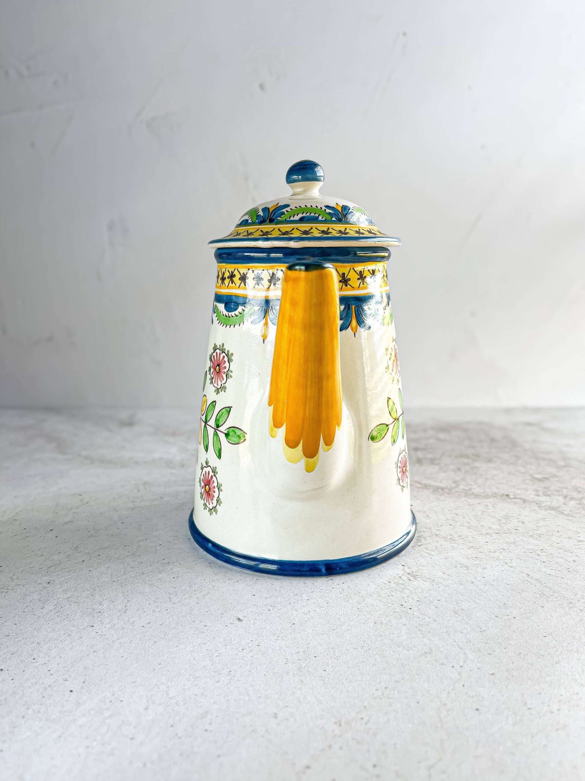 Mediterranean Hand-Painted Teapot - Floral and Geometric Motifs - SOSC Home