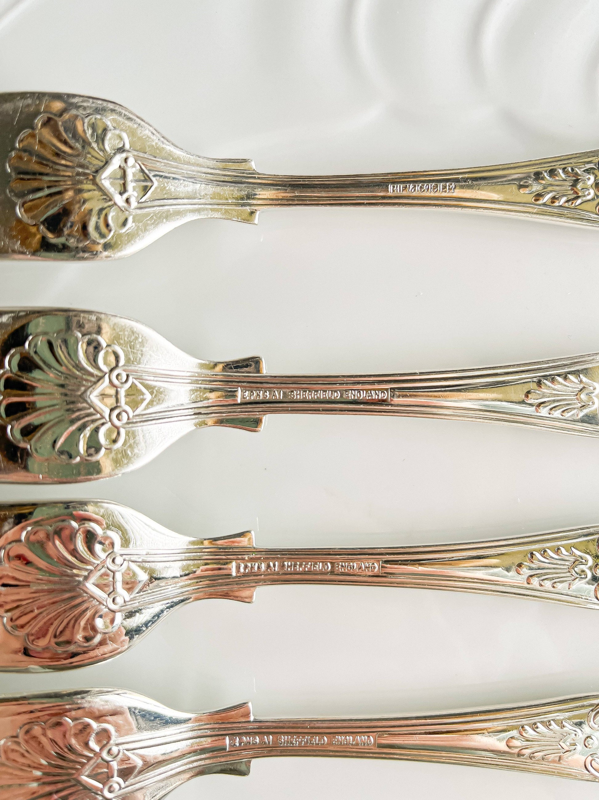 Mixed Set of 6 Silver-Plated Dinner Forks – 'Kings' Pattern - SOSC Home