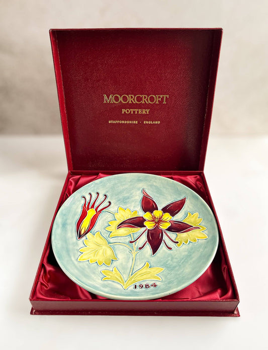 Moorcroft Plate in Original Box - 1984 Botanical Motif - SOSC Home