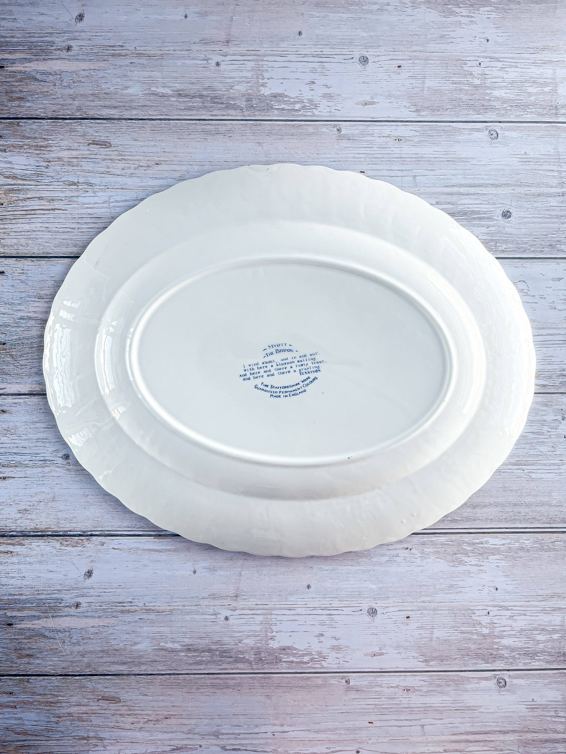 Myott Large Oval Serving Platter - 'The Brook' Blue Collection - SOSC Home