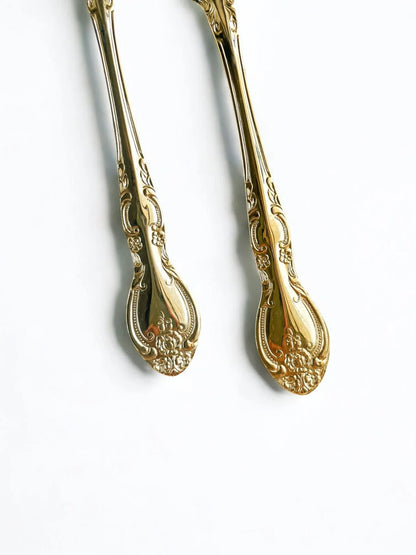 Oneida Set of 6 Gold-Plated Fish Cutlery – 6 Forks & 6 Knives | ‘Golden Malmaison’ Pattern - SOSC Home