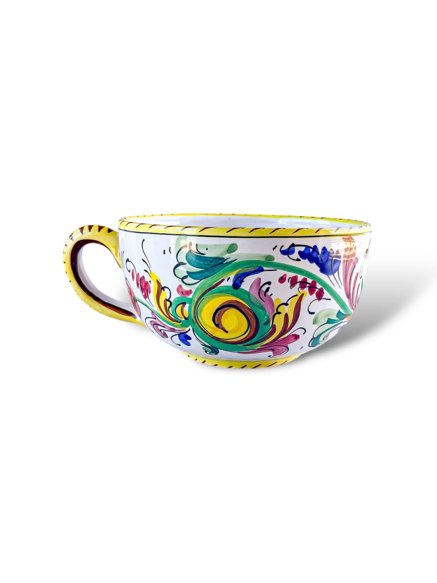 Oversized Hand-Painted Italian Cup and Saucer in – Raffaellesco Style - SOSC Home