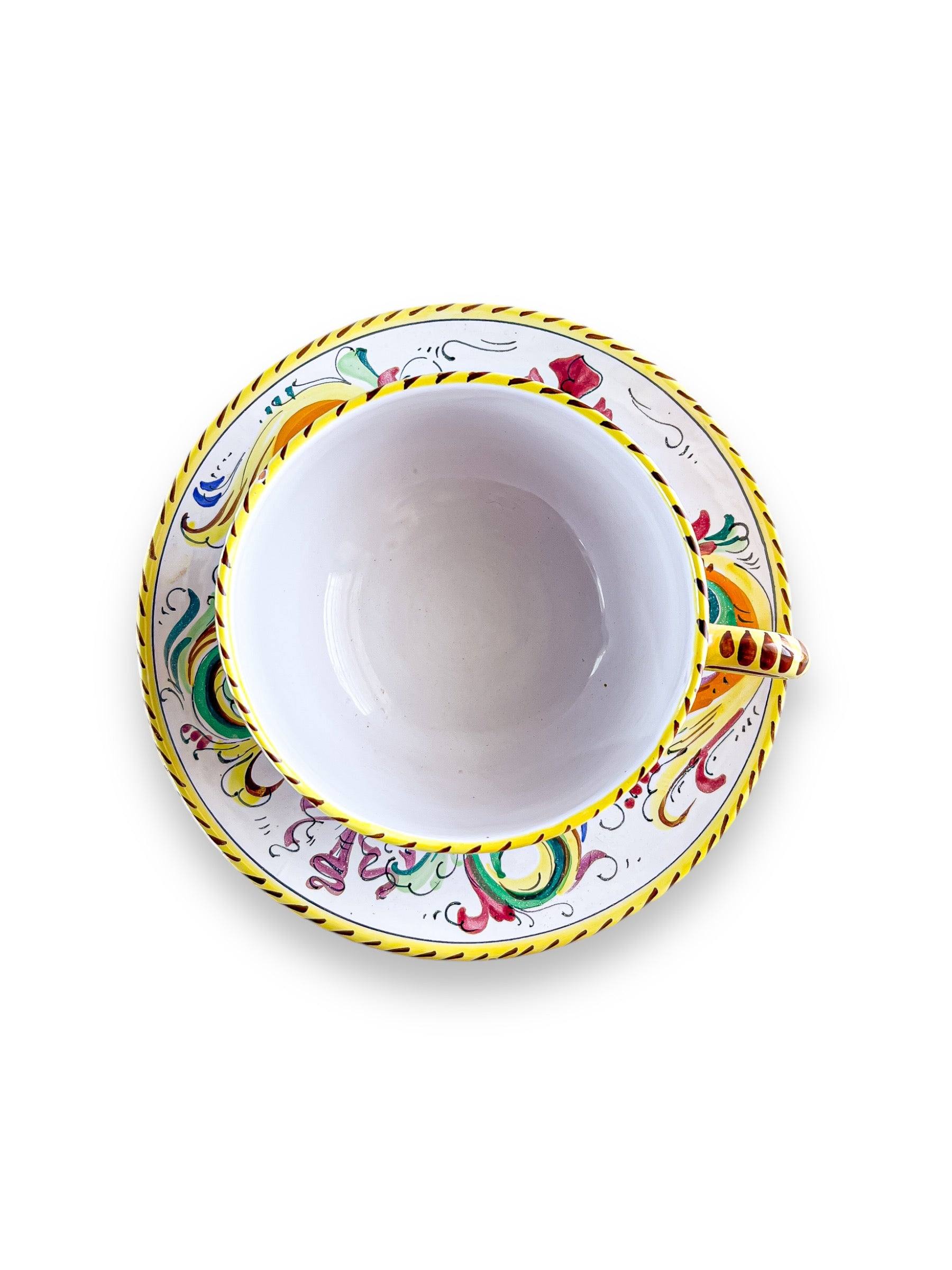 Oversized Hand-Painted Italian Cup and Saucer in – Raffaellesco Style - SOSC Home