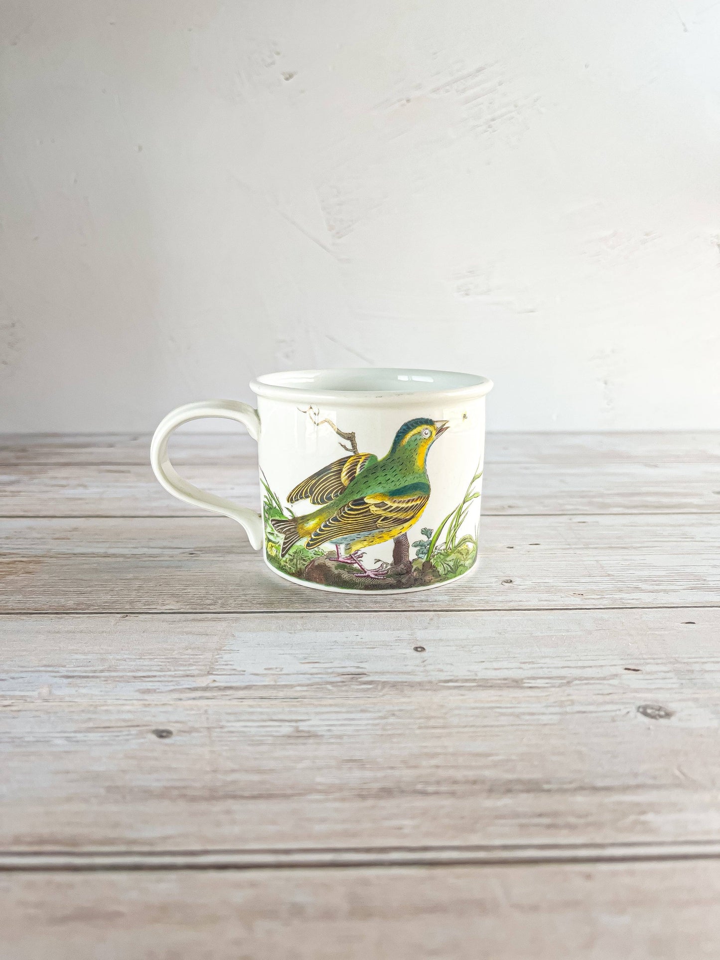 Portmeirion Birds of Britain 225ml Flat Drum Cup – 'European Goldfinch & Greenfinch' Design - SOSC Home