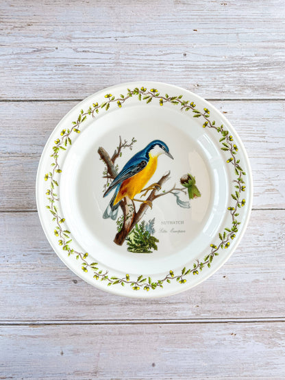 Portmeirion Birds of Britain Bread and Butter Plate - 'Nuthatch' Design (Acorn and Leaf Rim) - SOSC Home