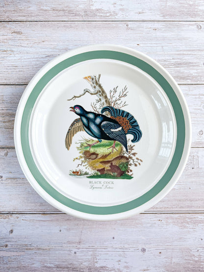 Portmeirion Birds of Britain Dinner Plate – 'Lyrurus Tetrix' Design (Green Band on Rim) - SOSC Home