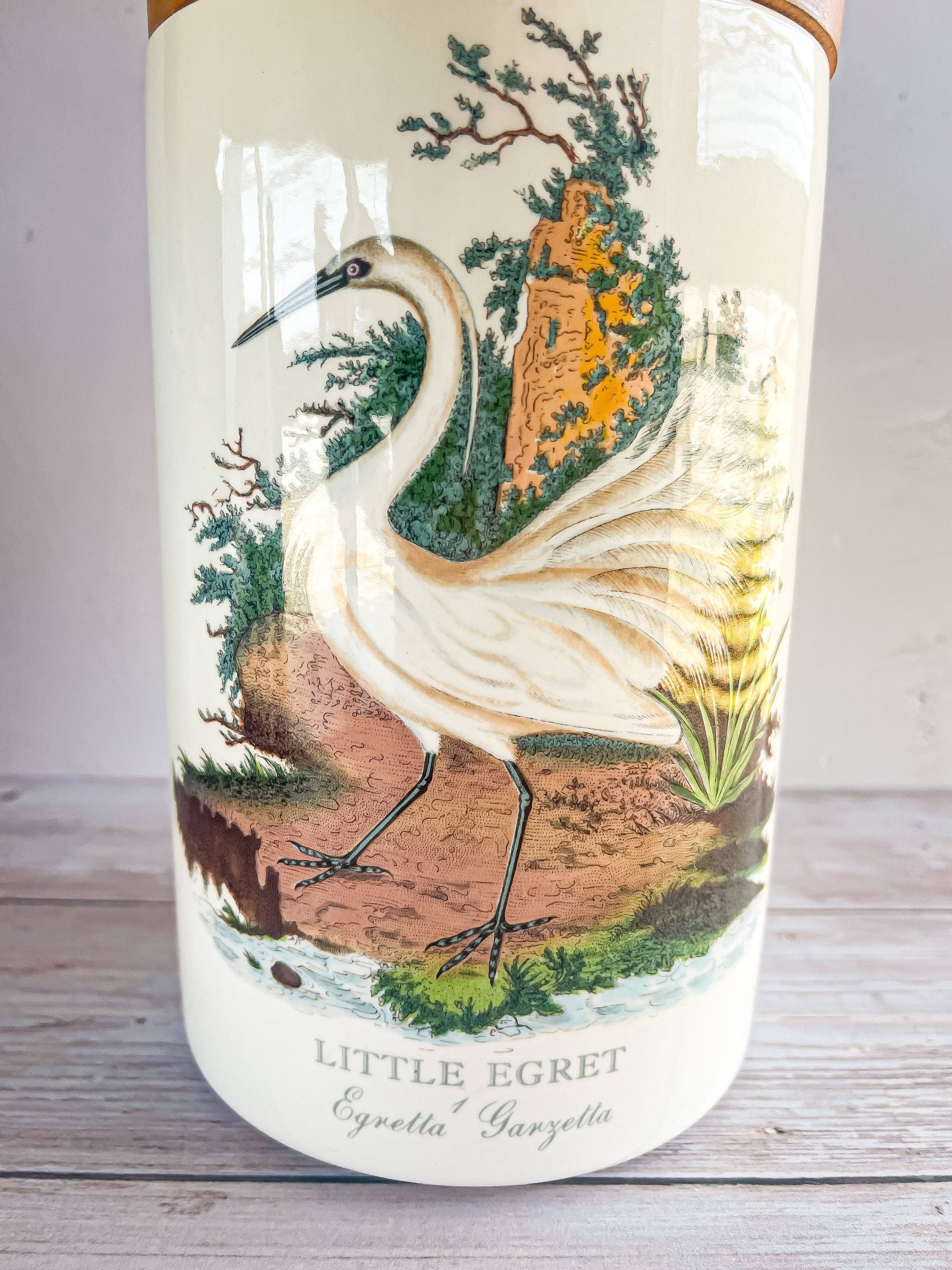 Portmeirion Birds of Britain Extra Large Storage Jar & Lid – 'Little Egret' Design - SOSC Home