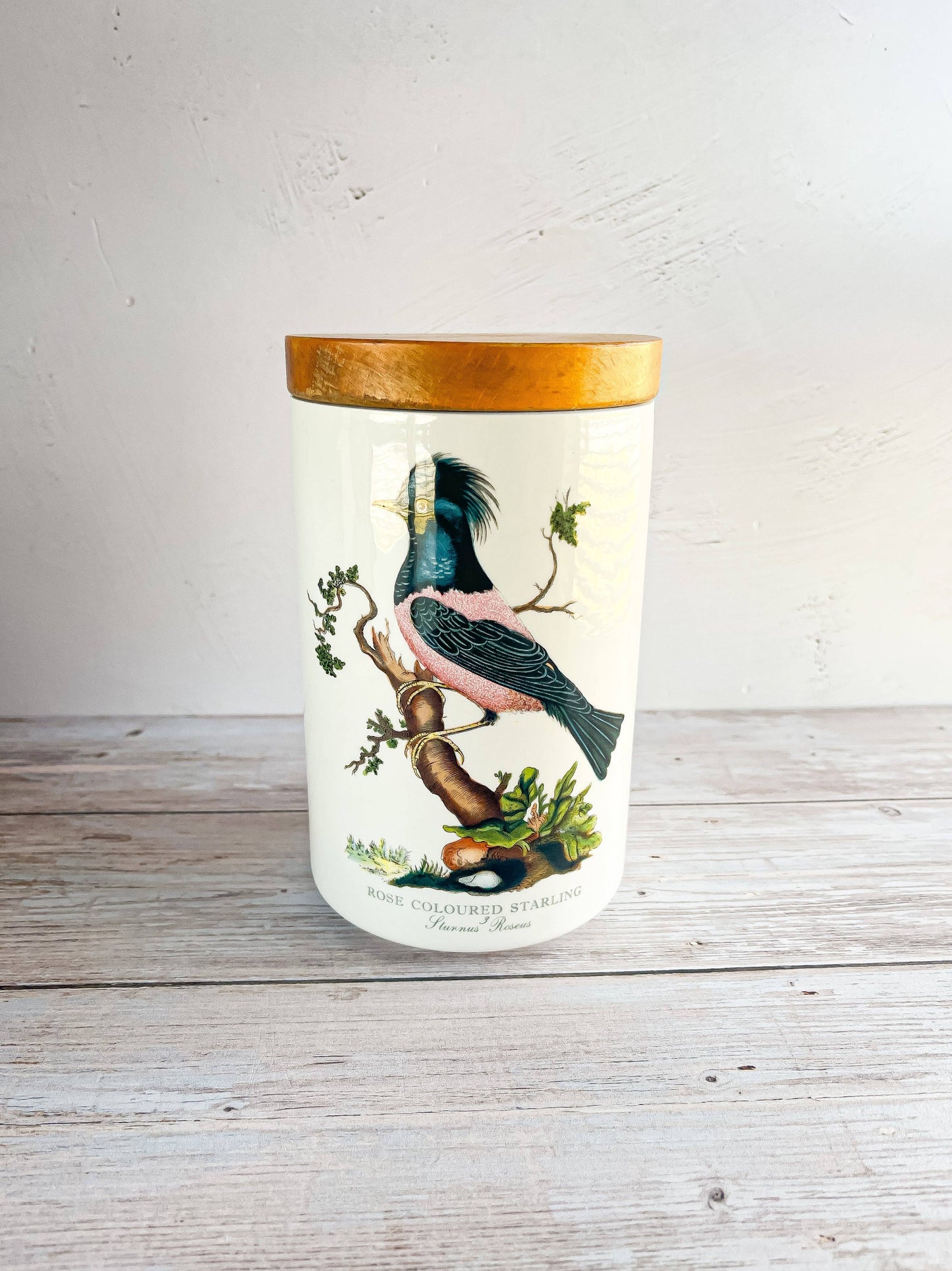 Portmeirion Birds of Britain Large Storage Jar & Lid – 'Rose Coloured Starling' Design - SOSC Home