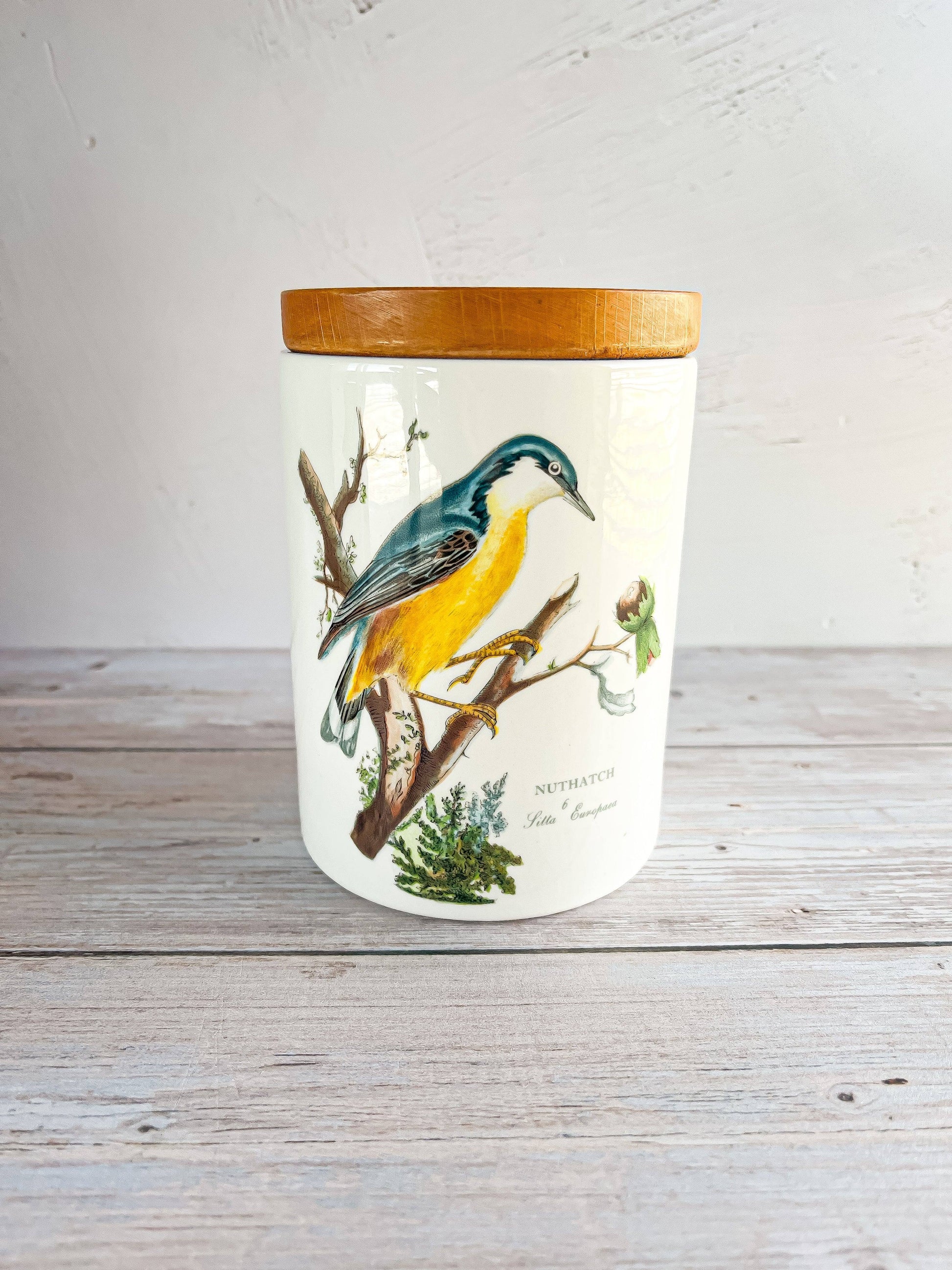 Portmeirion Birds of Britain Medium Storage Jar & Lid – 'Nuthatch' Design - SOSC Home