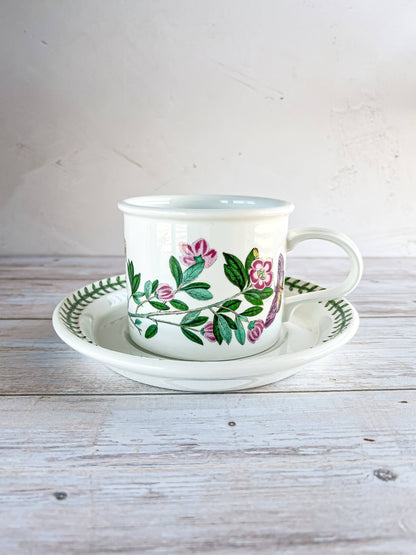 Portmeirion Botanic Garden 350ml Drum Flat Cup and Saucer - 'Lepidotum' Design - SOSC Home