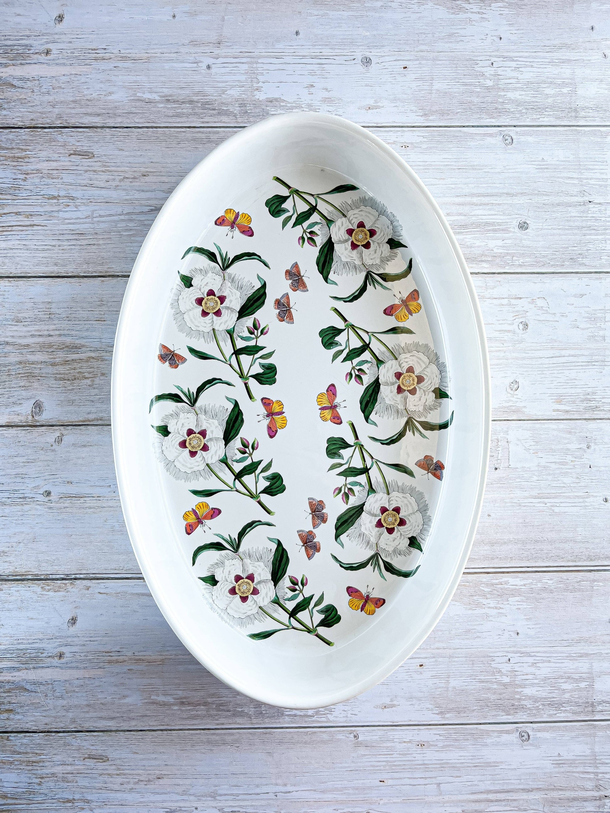 Portmeirion Botanic Garden Oval Baking Dish - ‘Spanish Gum Cistus’ Pattern - SOSC Home